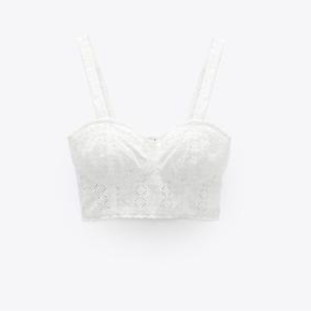 Zara Oyster White Lace Bralette Top